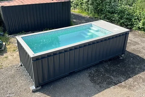 Piscina contenedor de 6 m (20 pies) gris antracita con natación a contracorriente