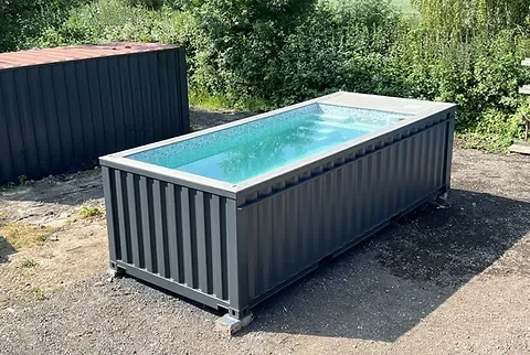 Piscina contenedor de 6 m (20 pies) gris antracita con natación a contracorriente
