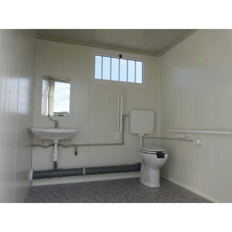 Módulo sanitario accesible (PMR) con inodoro y ducha